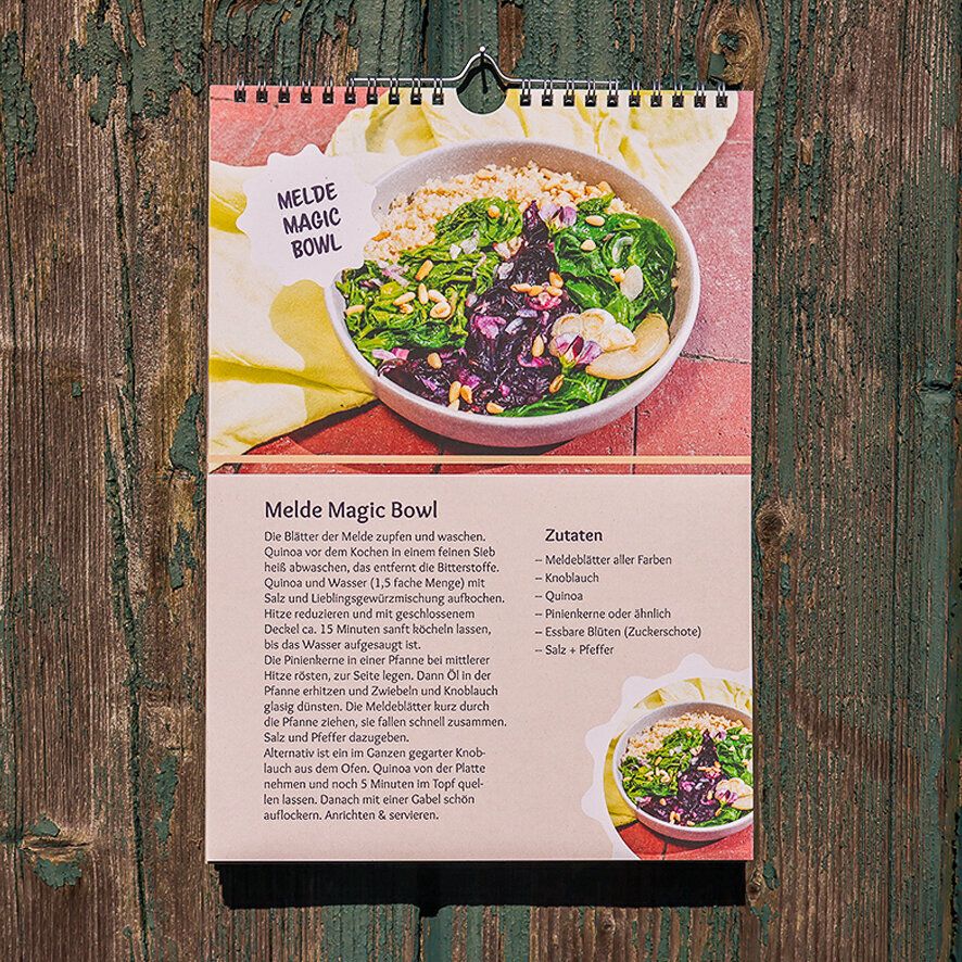 Rezeptkarte Melde Magic Bowl mit Quinoa, Melde und Pinienkernen