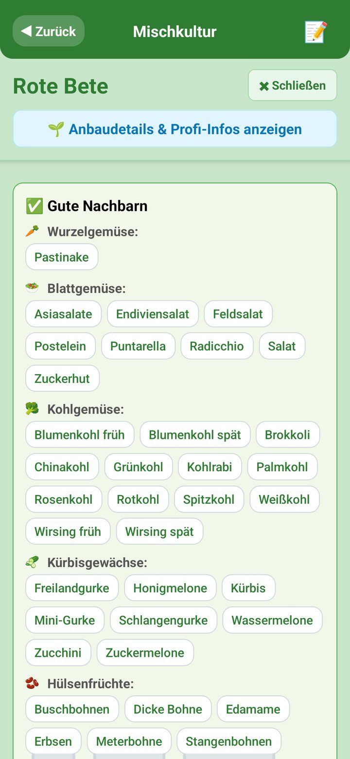 Beetplaner App auf dem iPhone: Mischkultur-Planer